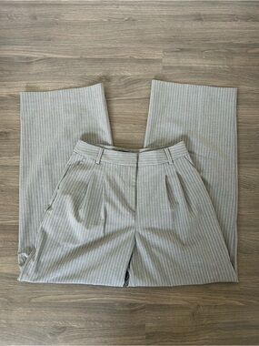 Reitmans High Rise Light Gray Pinstripe Wide-Leg Trousers Pinstripe Dress Pants